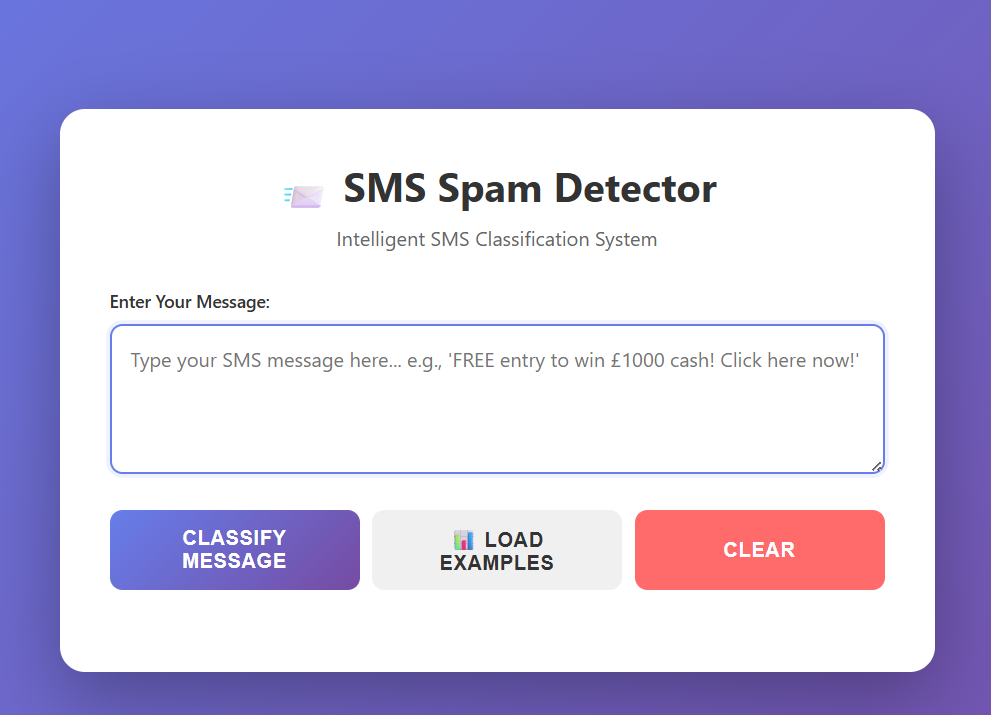 SMS spam detector project